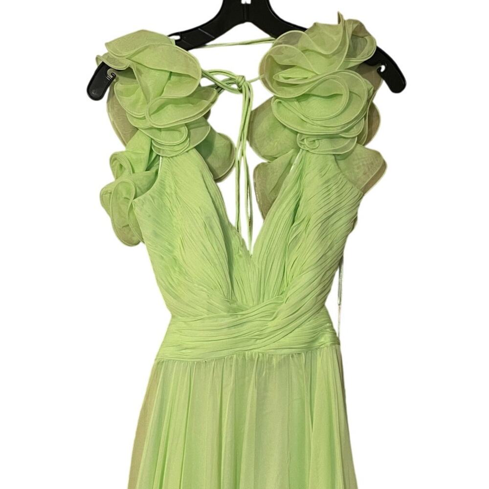Mac Duggal NEW Size 10 67911 Mint Iconic Ruffle Tiered Cut-Out Chiffon Maxi Gown - Picture 9 of 12